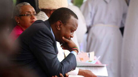 President Uhuru Kenyatta pictured during a church service in Nairobi in 2015