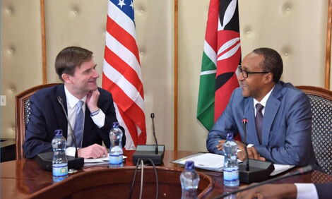 US Under Secretary for Political Affairs David Hale with Foreign Affairs PS Ambassador Macharia Kamau 