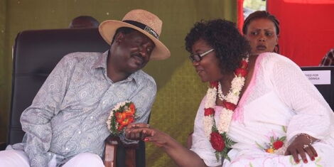 File image of Orange Democratic Movement (ODM) leader Raila Odinga and his wife Ida Odinga.