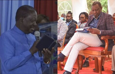 A Collage of Fomer Prime Minister Raila Odinga and DP William Ruto 