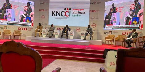 President William Ruto addresses the Kenya National Chamber of Commerce and Industry (KNCCI) at PCEA St. Andrews in Nairobi on November 10, 2022.
