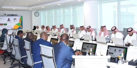Foreign Affairs CS Dr. Alfred Mutua in a meeting with Saudi Arabian Government officals