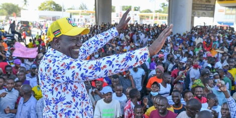 Deputy President William Ruto while addressing a crowd on October 17, in Mombasa County