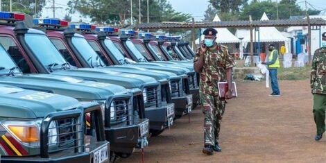 A police officer strolling during the event on November 5