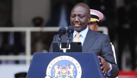 President William Ruto reading his speech at Kasarani Stadium on September 13, 2022