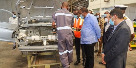President Uhuru Kenyatta commissions local assembly of Proton Saga saloon cars on Thursday, December 10