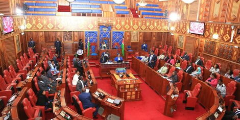 Senators attend a session at Parliament Buildings in Nairobi on October 12, 2022. 