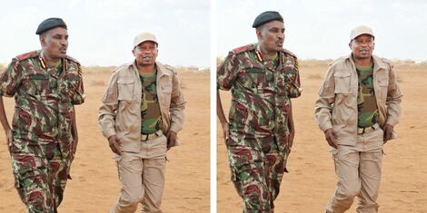 A collage photo of Interior Cabinet Secretary Prof Kindiki Kithure and Deputy Inspector General of Police Noor Gabow.