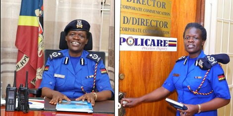 A collage photo of National Police Service Spokesperson in her first day in office on November 7, 2022.
