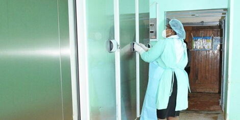 Nyeri Referral Hospital Head Mortician Eva Ngima at her workplace