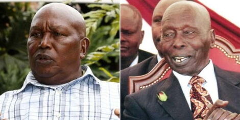 A collage of Lee Njiru and the late former President Daniel Moi