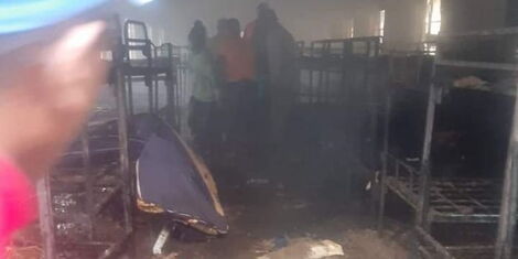 A razed dormitory at Kairi Boys High School in Gatundu North