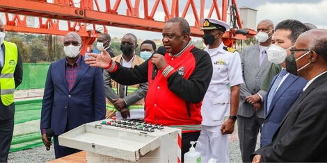 President Uhuru Kenyatta inspecting the construction of the Nairobi Expressway on December 23, 2021.