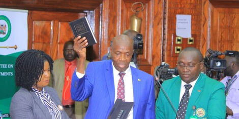 Education CS nominee takes his oath before his vetting on October 21, 2022.