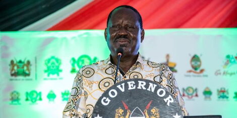 ODM Leader Raila Odinga addresses the Jumuiya ya Kaunti za Pwani summit held in Tana River County on December 9, 2022. 