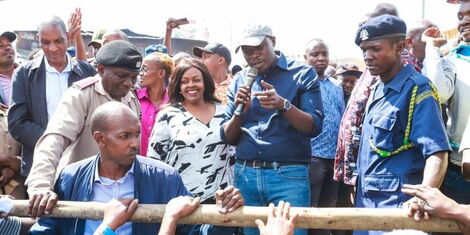 Nairobi Governor Johnson Sakaja addresses Gikomba traders during his tour to the Market on December 29, 2022. 