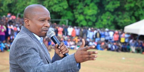 Interior Cabinet Secretary Kithure Kindiki addresses locals at Kerio Valley on January 3, 2022. 