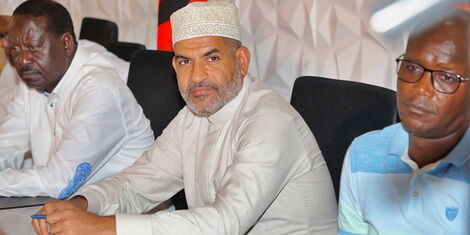 From Left: ODM Leader Raila Odinga, Mombasa Governor Abdulswamad Nassir and Deputy Governor Francis Thoya. 