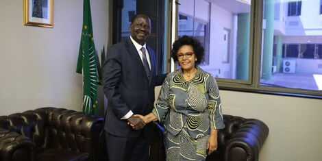 Raila Odinga, High Representative of the African Union for Infrastructure, meets Nardos Bekele, CEO of the African Union Development Agency (AUDA-NEPAD), in Midrand, South Africa.  on January 18, 2023.