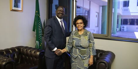 Raila Odinga, High Representative of the African Union for Infrastructure, meets Nardos Bekele, CEO of the African Union Development Agency (AUDA-NEPAD), in Midrand, South Africa. on January 18, 2023.