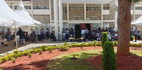 A Form one admission exercise underway at St George's Secondary school, Nairobi.