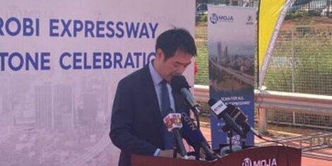 Moja Expressway CEO Steve Zhao makes his speech during the celebrations of 10 million users of the Nairobi Expressway on February 7, 2023. 
