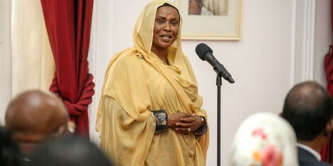 Isiolo Senator Fatuma Dullo speaks during a meeting between Jubilee Party MPs and President William Ruto on February 8, 2023.