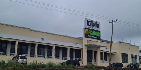 A photo of the front facade of the Kilele Mall in Kenol Town.
