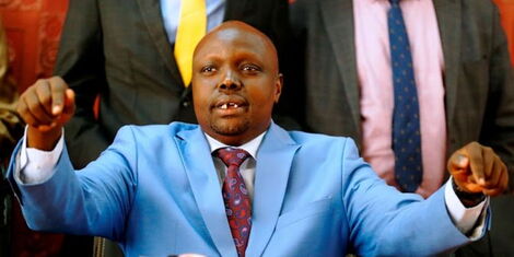 Pokot South Member of Parliament David Pkosing adresses a past media briefing.