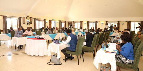 Members of the Senate Committee on Housing and Transport during a retreat session in Naivasha held on February 17, 2023. 