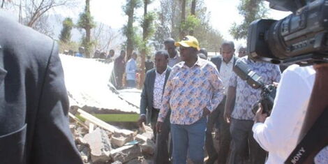 Deputy President inspects the remains of the houses demolished in Subukia, Nakuru County during a tour on February 18, 2023. 