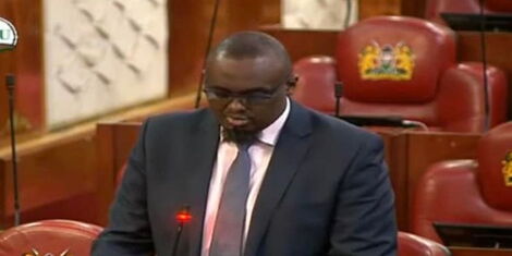 Balabal MP Omar Abdi Shurie addresses the National Assembly on February 23, 2023.