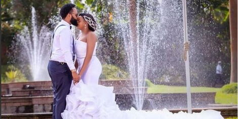 Muthoni wa Mukiri and her husband Isaac Njoroge at their wedding at the Windsor Country Club on Saturday ,November 20