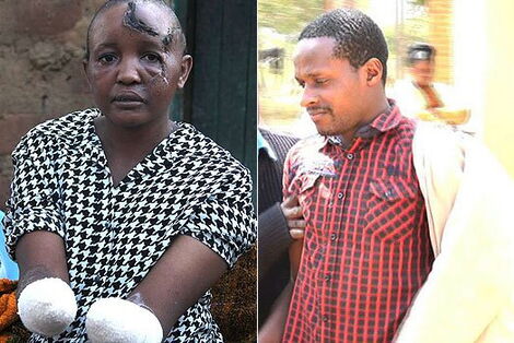 Jackline Mwende (left) and husband Stephen Ngila (right)