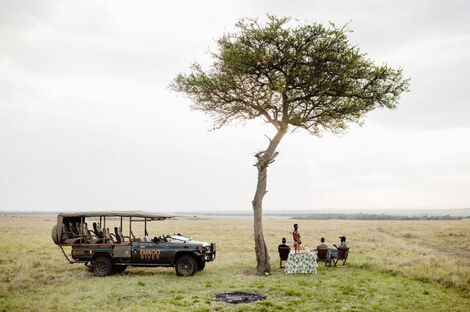 Visitors camp at the Masai Mara facilitated by Embo River's solar-powered vehicle