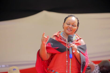 Kirinyaga Governor Anne Waiguru makes an address during the Narok Building Bridges Initiatives (BBI) consultative meeting on Saturday, February 22, 2020.