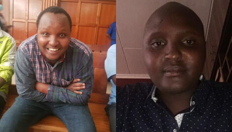 A side by side photo of Brian Ndung'u's picture taken before and after his prison experience.