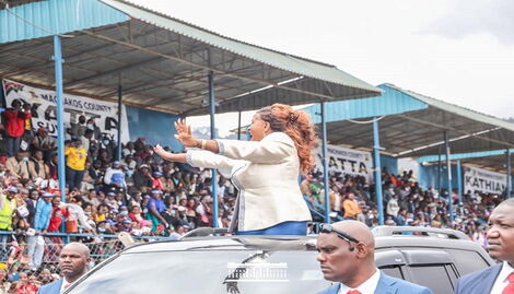 Machakos Governor Wavinya Ndeti arriving for her swearing-in-Ceremony in Machakos on August 25, 2022