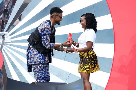 Wawira Njiru receives the Youth Leadership Prize during the Global Citizen Festival in Johannesburg, South Africa on December 2, 2018. 
