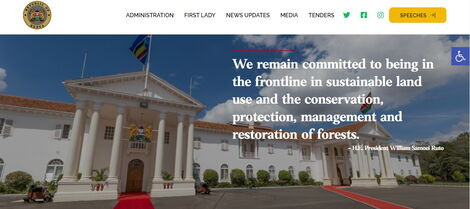 An image of the main page of the presidential website.
