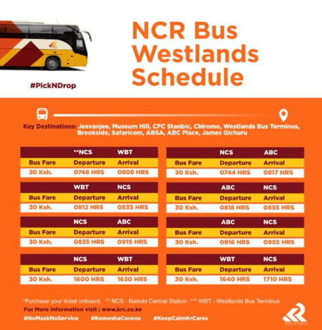 NCR Bus Westlands schedule