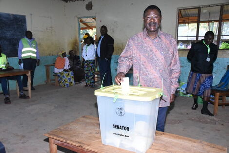 NA Speaker Moses Wetangula casting his vote at Namakhele Primary School on December 8, 2022