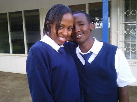 Mohamed Mahmud (right) with Brenda Mwai Gakuya AKA Julia during the shooting of Tahidi High in 2009.