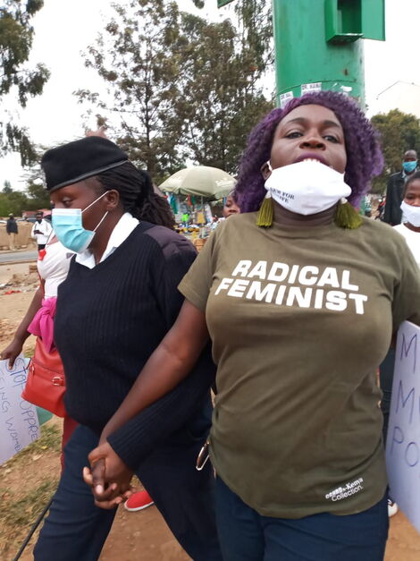 Kibra activist Editar Ochieng' being arrested on Tuesday, July 7, 2020.