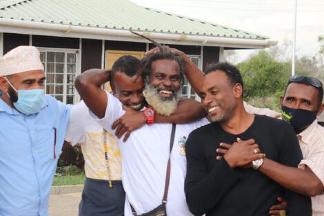 Omar Lali, the late Keroche heiress boyfriend, celebrates after DPP Noording Haji terminates court proceedings against him on Thursday, July 16.