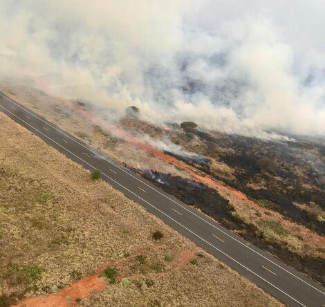 An ariel view of the fire incident at Tsavo Conservation area