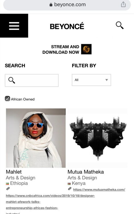 Beyoncé Promotes Kenyan Photographer Mutua Matheka in her website