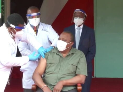 President Uhuru Kenyatta vaccinated on Friday, March 26, at State House