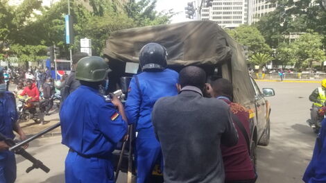 Police deployed in Nairobi during protests in Nairobi on Saturday, May 1