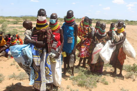 An undated image of residents in Turkana with their children 